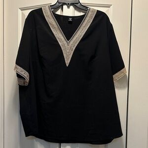 SHEIN Black Top with Cream Trim